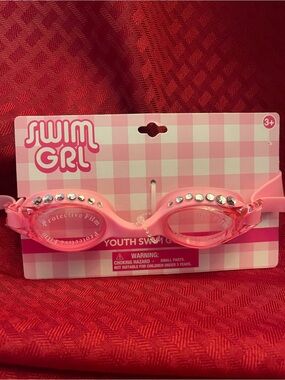 Pink Youth Swim Goggles with Rhinestones